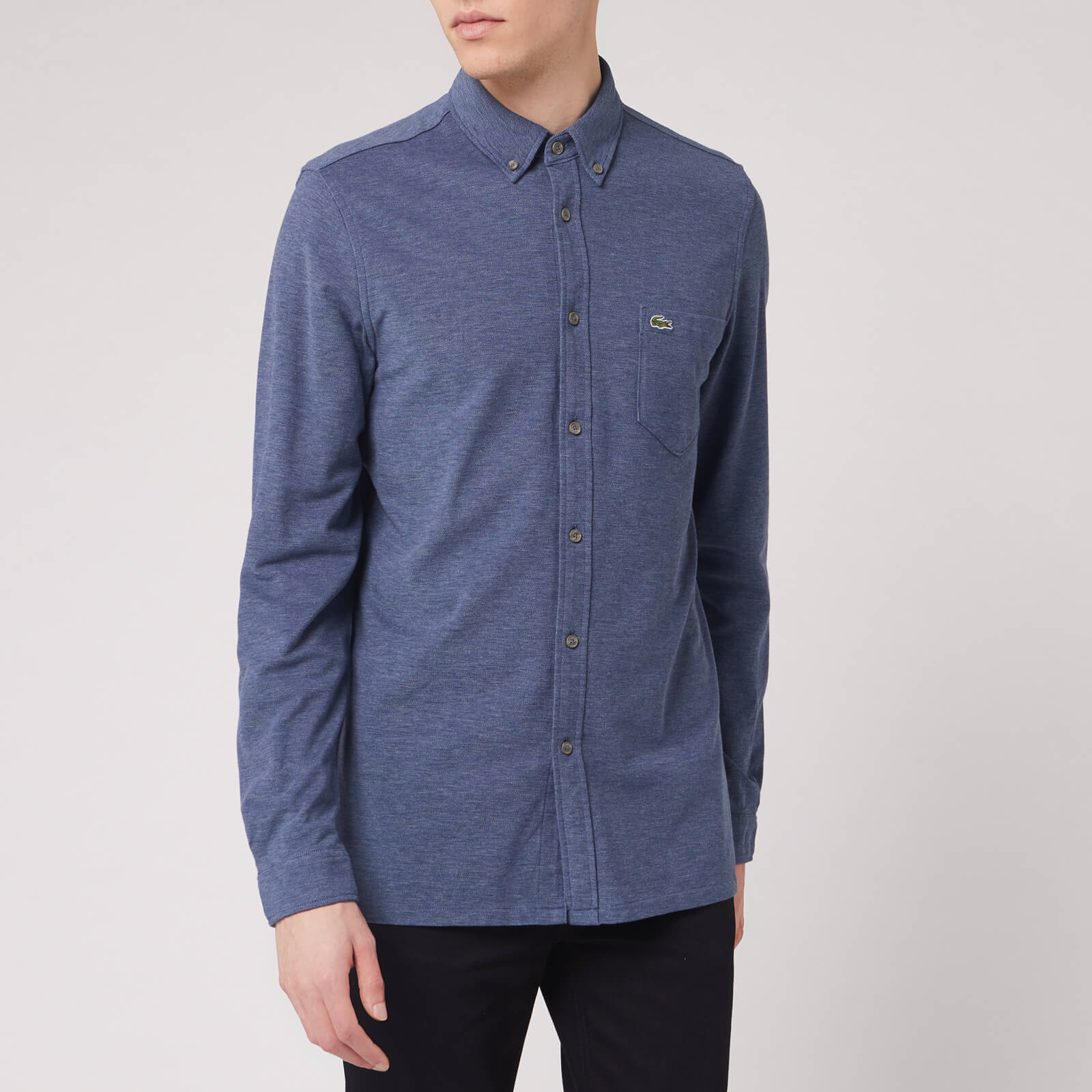 Lacoste Men S Pique Shirt Navy Marl Mens Clothing Thehut Com