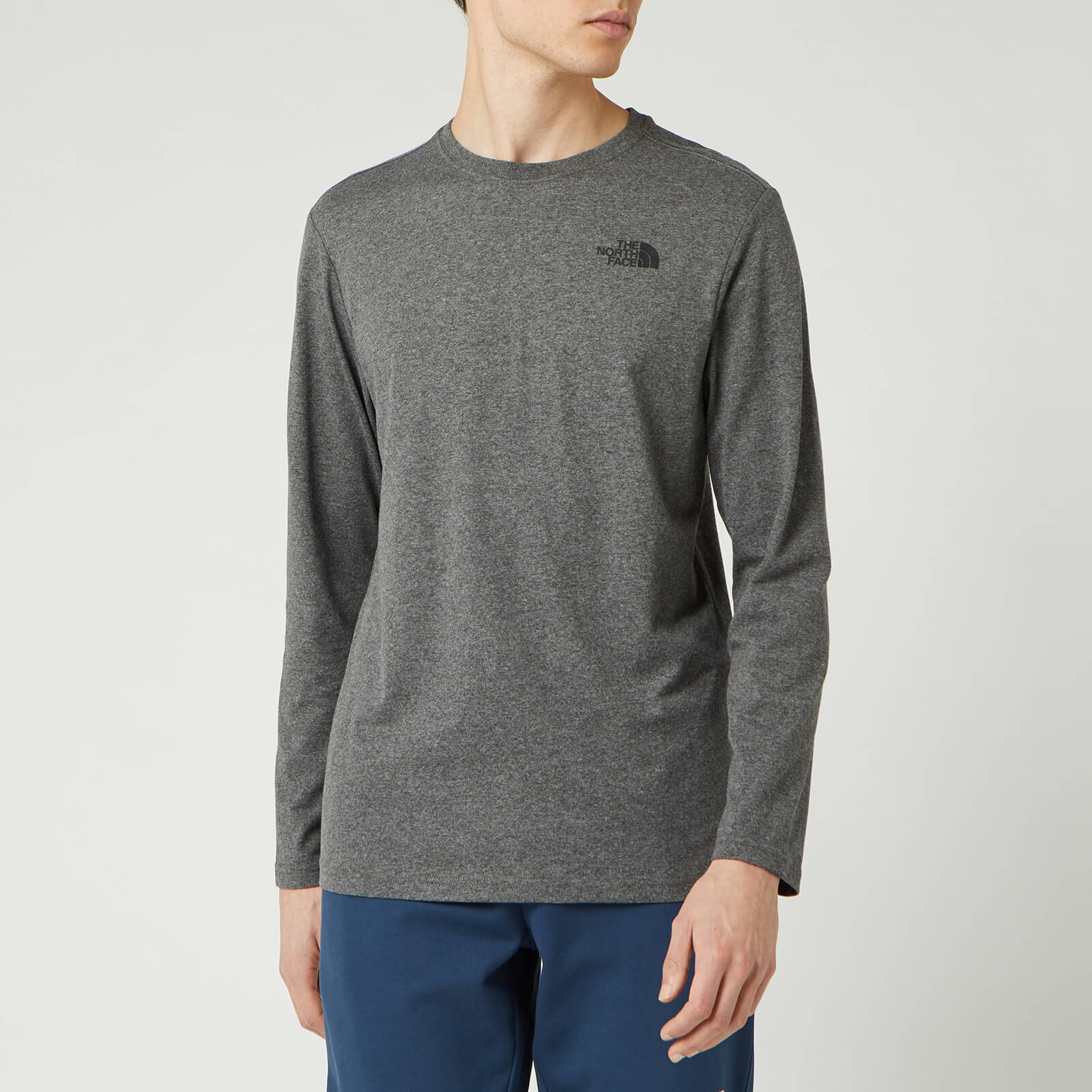 the north face men's red box long sleeve shirt