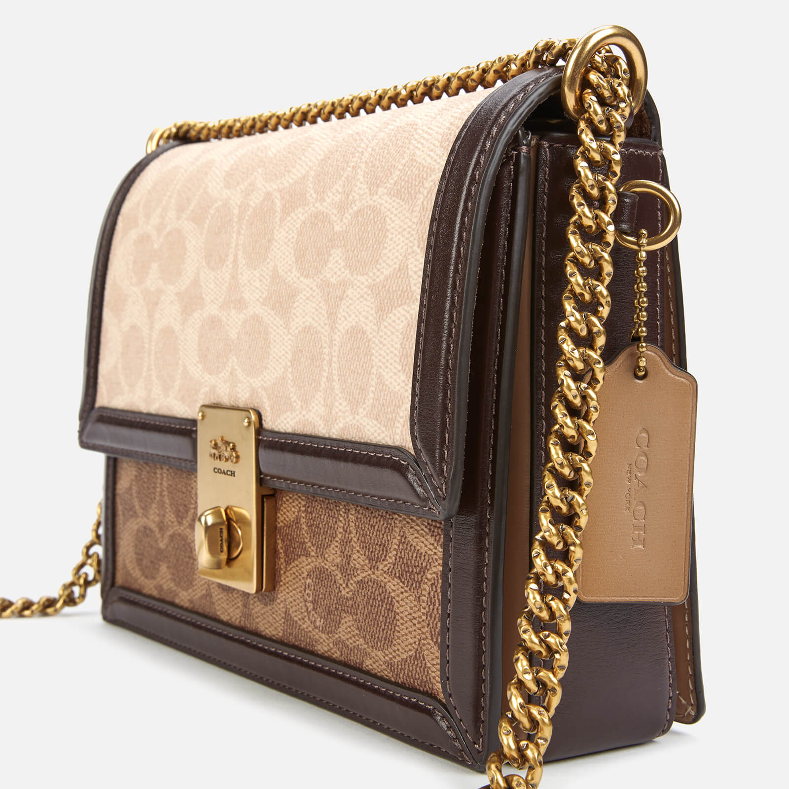 Coach 蔻驰 Signature Block Hutton 撞色小方包 链条挎包 优惠码折后海淘免运费直邮到手¥2717.6