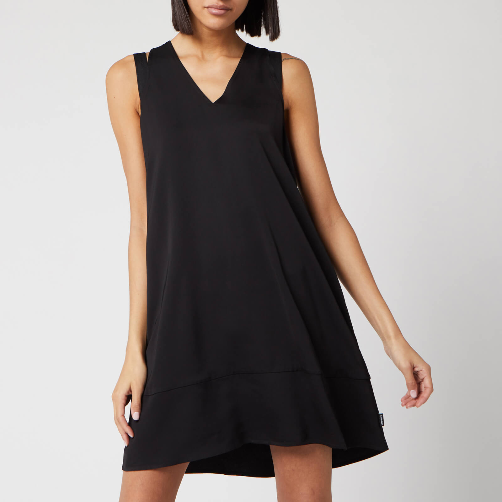 calvin klein black v neck dress