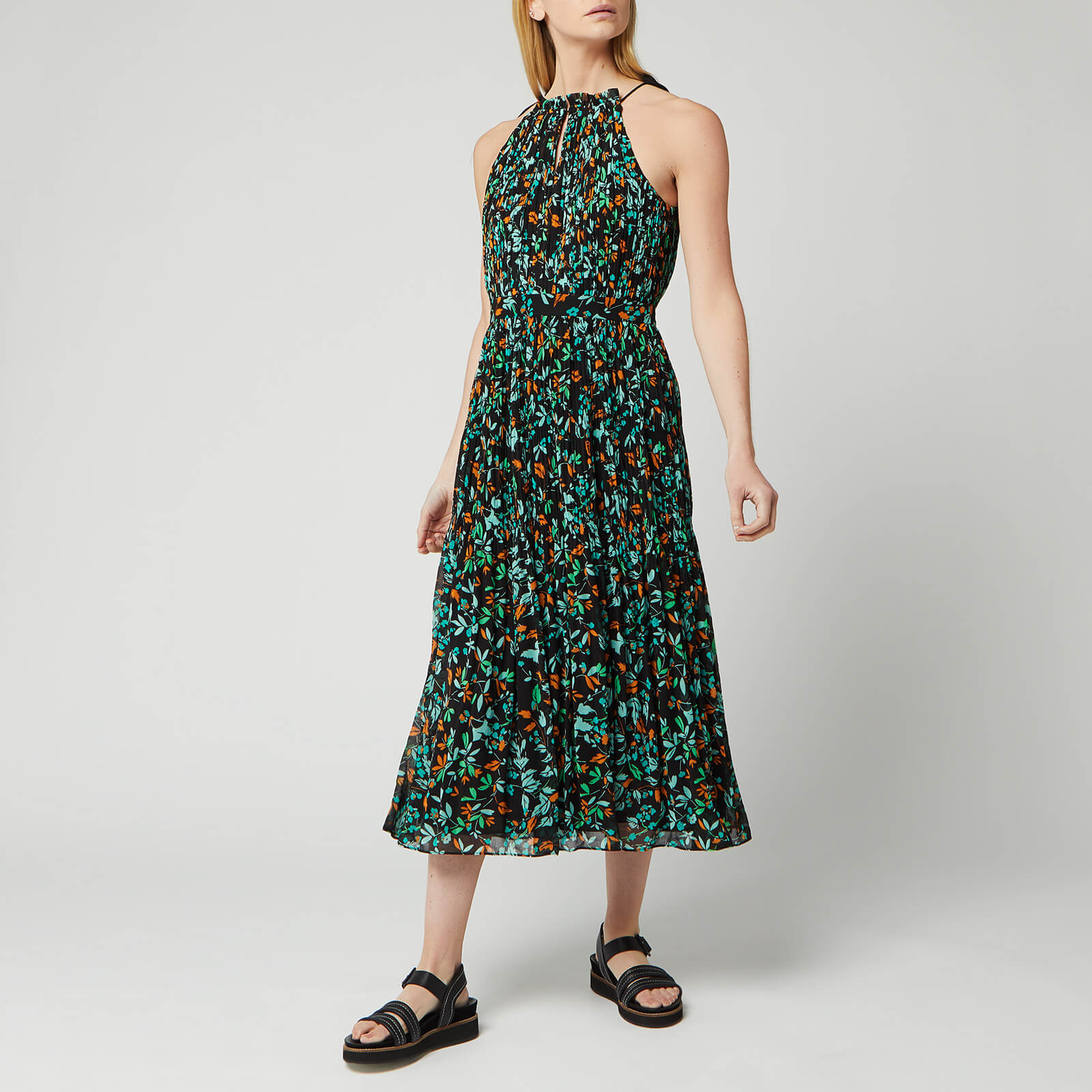 floral halter midi dress