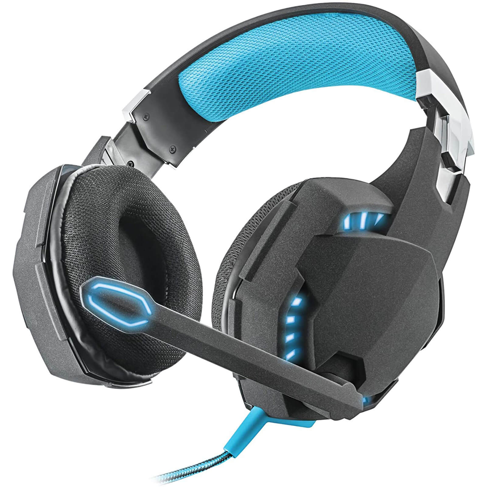 Trust Gaming Gxt 363 Bass Vibration Illuminated 7 1 Gaming Headset For Pc And Laptop Black Blue Computing Zavvi Us