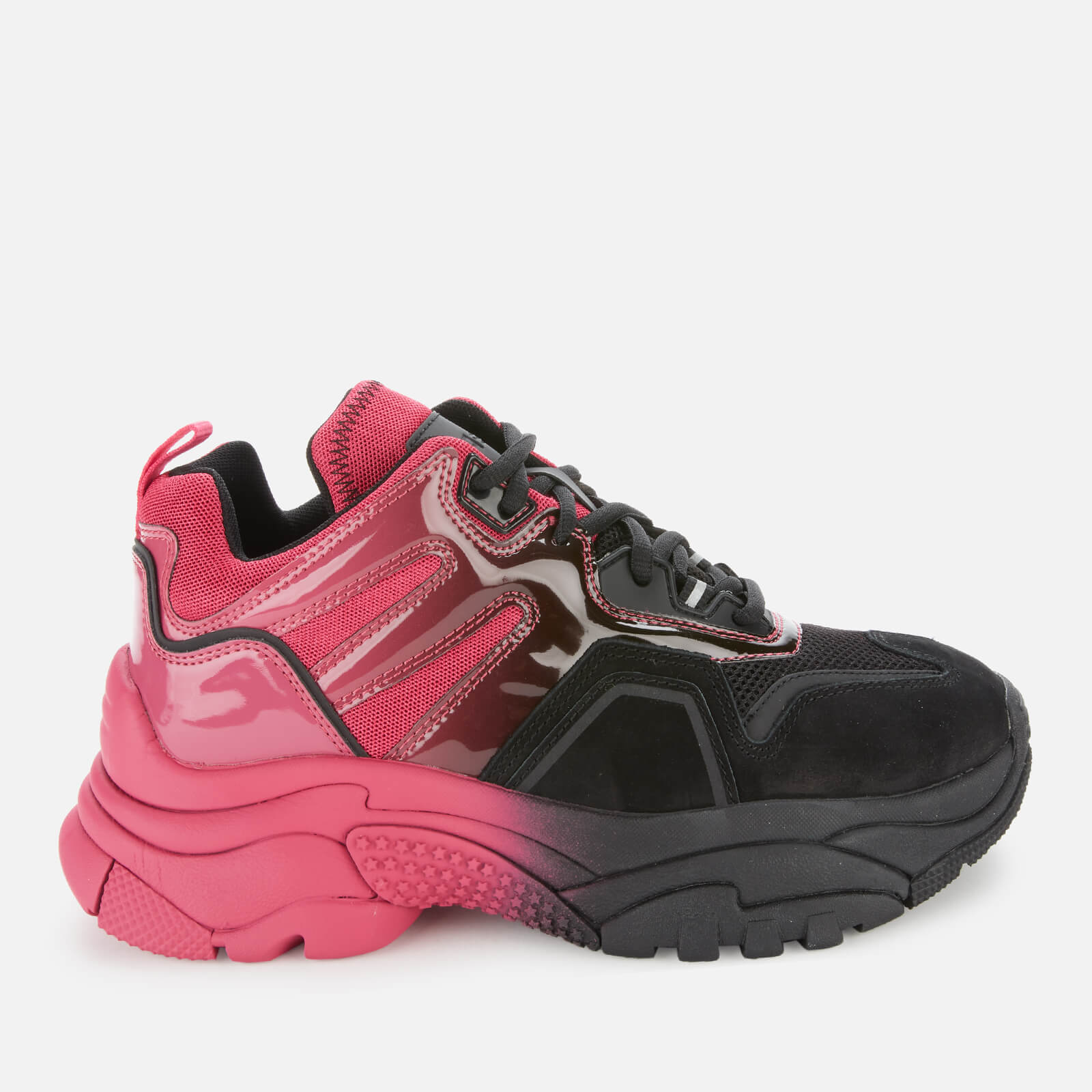 pink and black chunky trainers