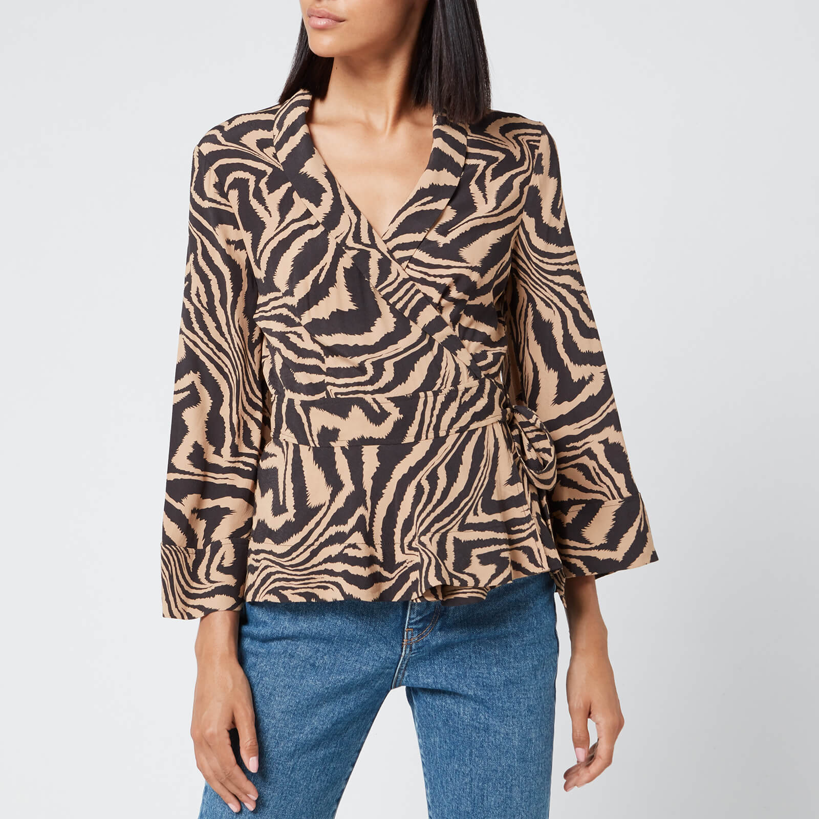 ganni printed crepe blouse
