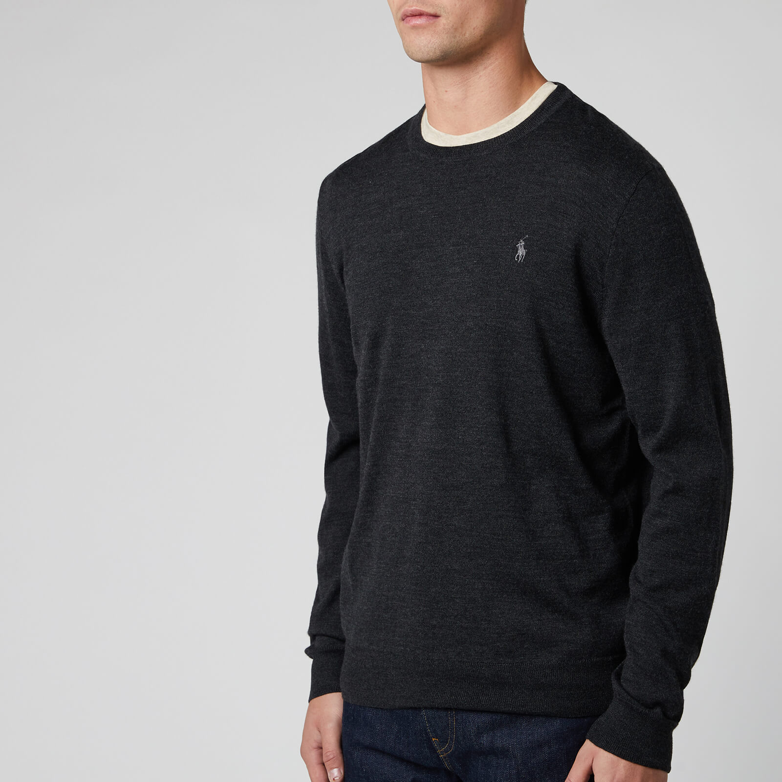 Polo Ralph Lauren Men S Merino Wool Sweatshirt Dark Granite Heather Free Uk Delivery Available
