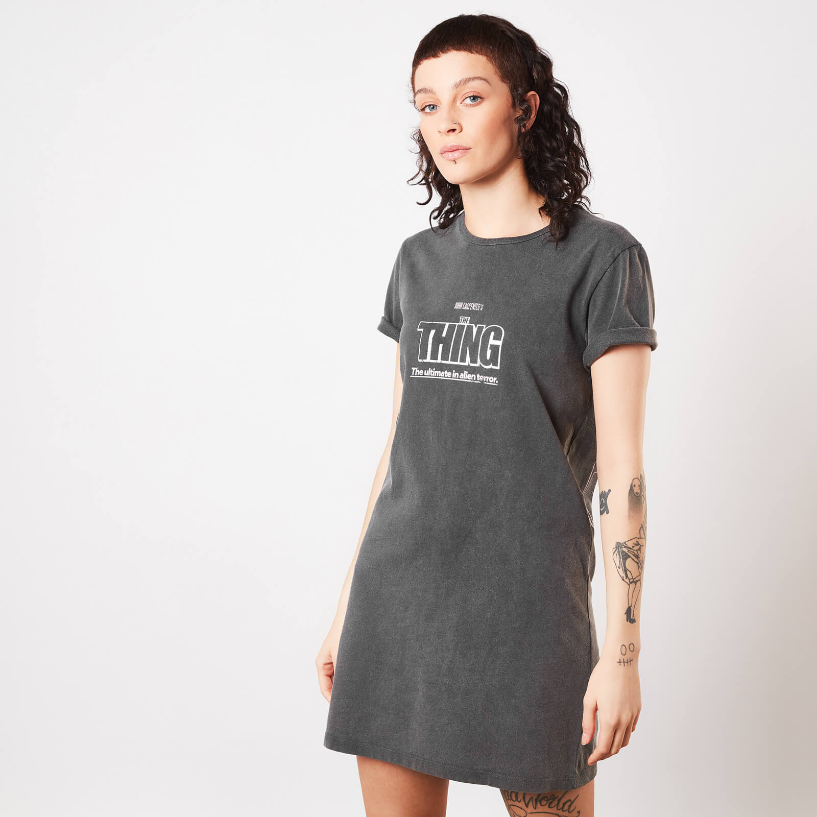 Camiseta Vestido La Cosa Nobody Trusts Anybody Negro Efecto Lavado Mujer Clothing Zavvi Espana