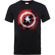Marvel Avengers Assemble Captain America Art Shield Badge T-Shirt - Black