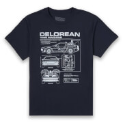 Zurück In Die Zukunft Delorean Schematic T-Shirt - Blau