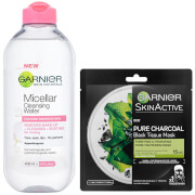 Garnier Micellar Water Sensitive Skin and Hydrating Face Sheet Mask for Enlarged Pores Kit Exclusive (Worth £8.98)