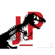 Jurassic Park Sérigraphie Originale du Logo avec Typographie par Chip Kidd - Blanc