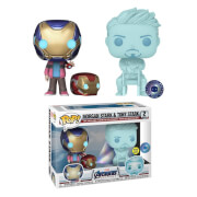 Figurines Pop! 2-Pack Exclusive Marvel PIAB – Morgan et Hologramme Tony Stark Avec Casque