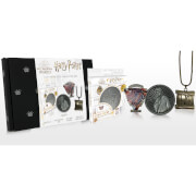 Harry Potter-Geschenkset - Hp-Sammlermünze, Da-Halskette, Gryffindor-Anstecker & Untersetzer-Set