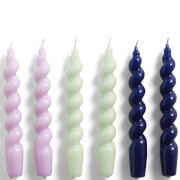 HAY Candle Spiral Set of 6 - Lilac/Mint/Blue