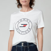 Tommy Sport Women's Slim Round Graphic Crew Neck T-Shirt - Th Optic White