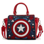 Loungefly Marvel Captain America 80th Anniversary Floral Sheild Cross Body Bag