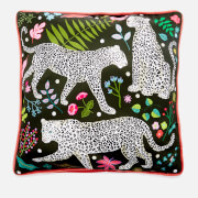 Karen Mabon Snow Leopards Cushion - Green - 45x45cm