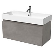 Mino 800mm Wall Mounted Vanity Unit with Basin - Concrete