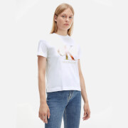 Calvin Klein Jeans Women's Organic Cotton Satin Bonded Blurred Ck T-Shirt - Bright White