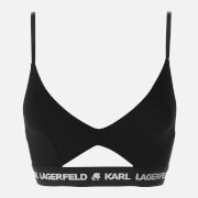 KARL LAGERFELD Women's Peephole Logo Bra - Black