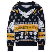 Harry Potter Owl Mail Kids Christmas Knitted Jumper Navy