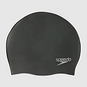 Speedo Junior Silicone Slogan Print Swimming Cap Black & White 