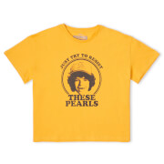 Stranger Things Dustin's Pearls Women's Cropped T-Shirt - Mustard