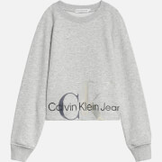 Calvin Klein Girls' Mixed Monogram Cutoff Sweatshirt - Light Grey Heather