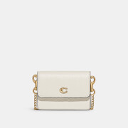 Coach Women's Refined Calf Leather Card Case With Chain - Chalk