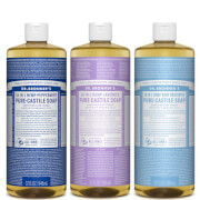 Dr. Bronner's Pure-Castile Liquid Soap Set - Lavender, Baby Unscented and Peppermint