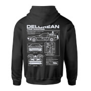 Back To The Future Delorian Schematic Kids' Zipped Hoodie - Black