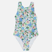 Ganni Women's Recycled Printed Floral Swimsuit - Floral Azure Blue