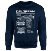 Universal Back To The Future DeLorean Schematic Sweatshirt - Navy