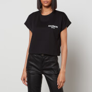 Balmain Women's Ss Balmain Flock Detail Crop T-Shirt - Black/White