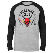 Stranger Things Hellfire Club Unisex Raglan Long Sleeve T-Shirt - Grey / Black