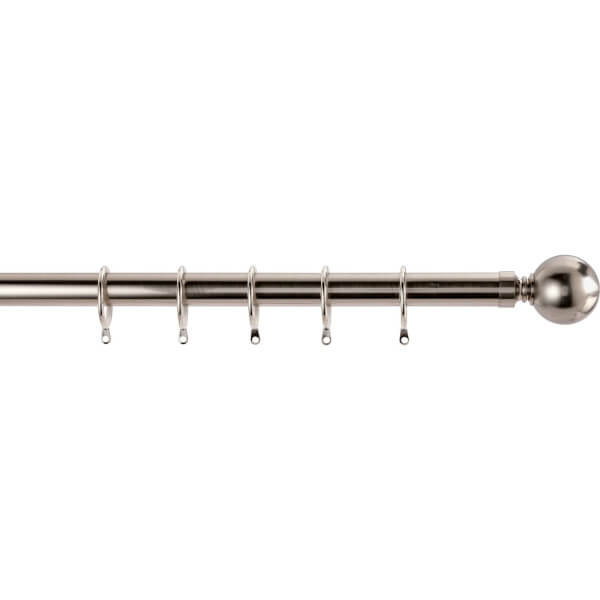 Satin Steel Fixed Curtain Pole Ball Finial 2 4m Homebase