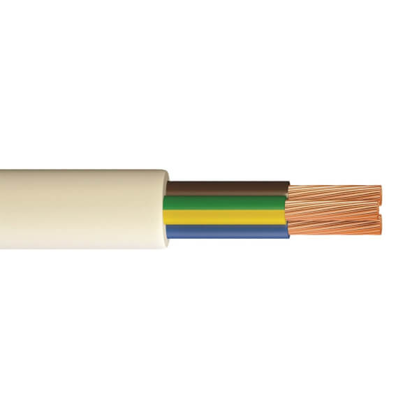 Pitacs 2 5mm 3 Core Heat Resistant Flexible Cable 5m White 3093y Homebase