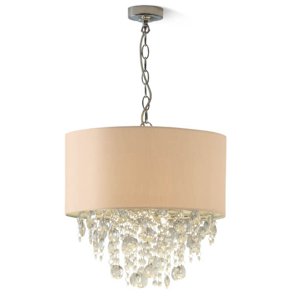 Wedmore Ceiling Light Shade With Crystal Droplets Cream Homebase - Homebase Ceiling Light Shades Uk