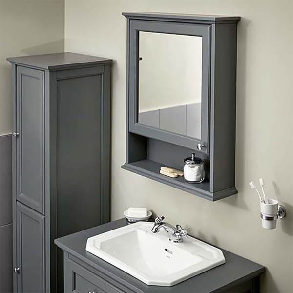 Bathstore Savoy Mirror Wall Cabinet Grey Homebase