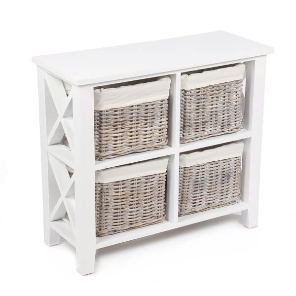 Bude 4 Wicker Baskets Square Cabinet Homebase Bude 4 Wicker Baskets Square Cabinet, Wicker Basket Cabinet Storage
