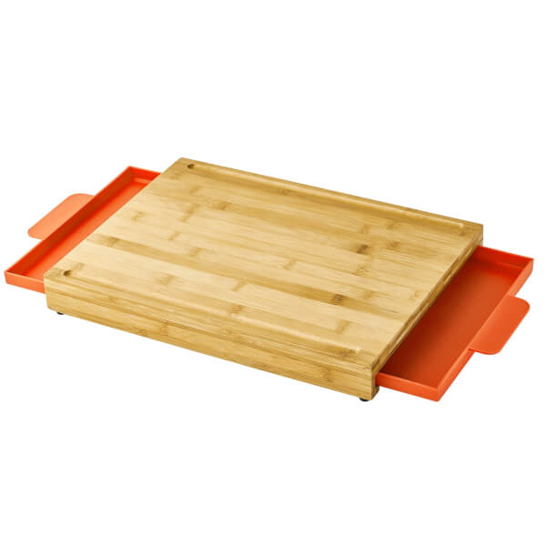 fervor bamboo chopping board with slide out trays homebase