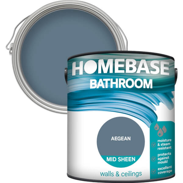 Homebase Bathroom Mid Sheen Paint Aegean 2 5l - Homebase Bathroom Paint Colour Chart