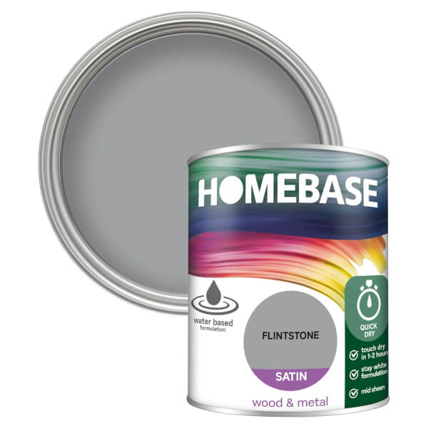 Homebase Interior Quick Dry Satin Paint Flintstone 750ml Homebase