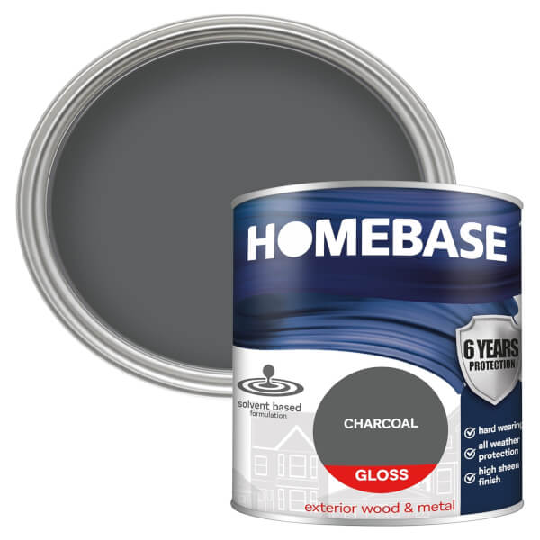 Homebase Exterior Gloss Paint Charcoal 750ml Homebase