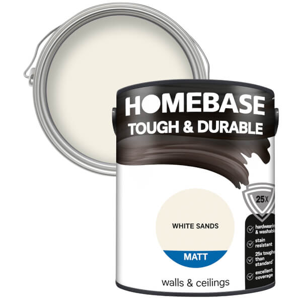 Homebase Tough Durable Matt Paint White Sands 5l Homebase