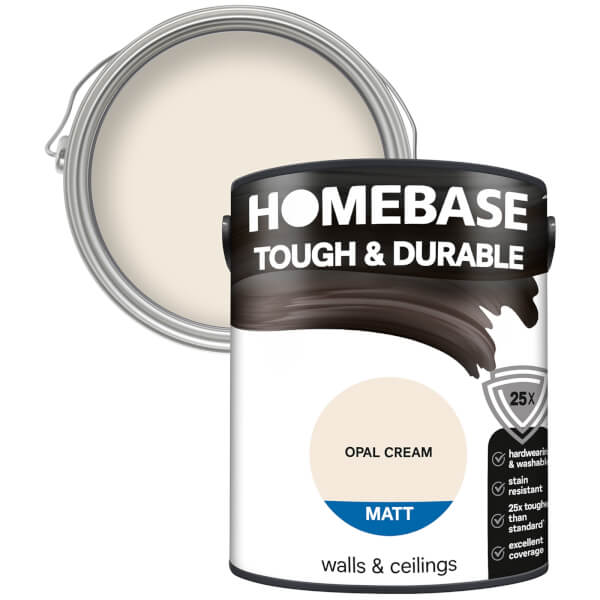 homebase tough durable matt paint opal cream 5l homebase