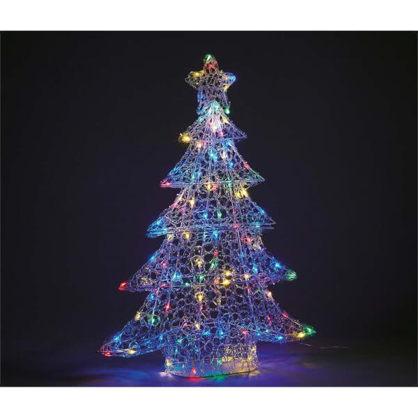 Acrylic Led Tree Multicolour 3d Christmas Light Decoration 59cm Homebase