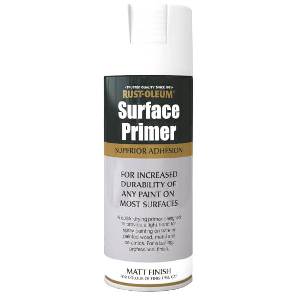 Rust Oleum Surface Primer Spray Paint White 400ml Homebase
