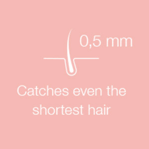 0.5mm, catches even the shortest hair
