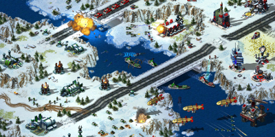 A winter battlefield filled with military units