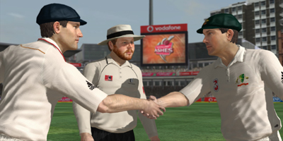 Two captains shake hands before the start of a match